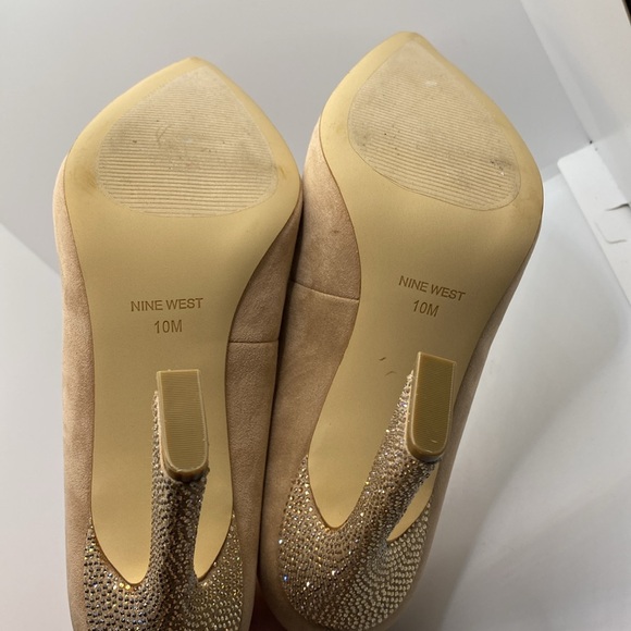 Nine West Tunips Woman’s Heels Barely Nude Rhinestone Detailing Size 10M - Picture 9 of 15